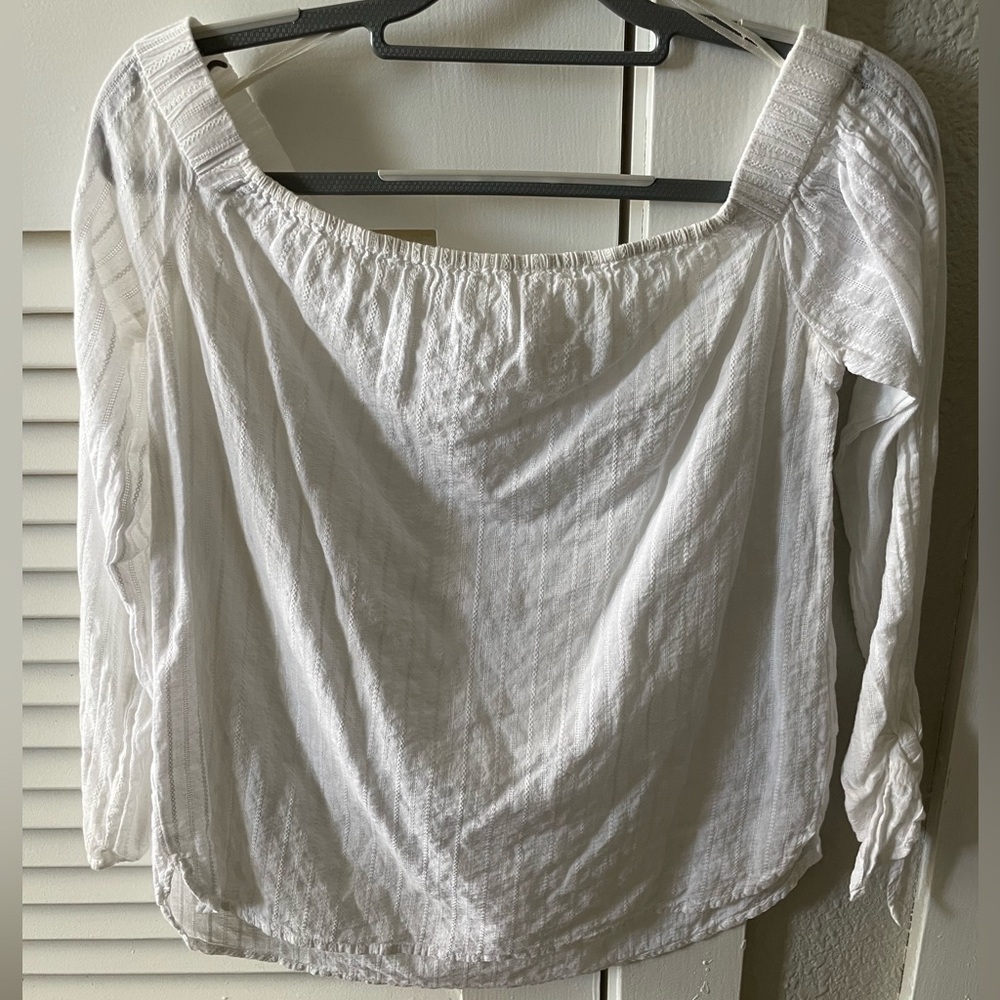 Tramp off the shoulder white top